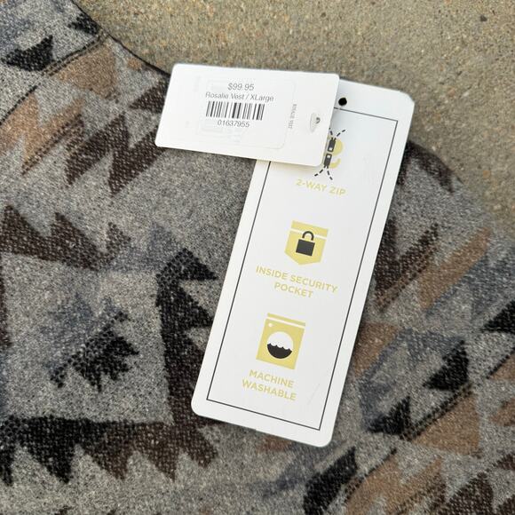 Outback Trading Rosalie Vest XL gray brown tan southwestern cinched waist NWT - Picture 3 of 7